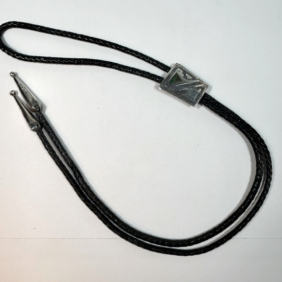 Vintage Sterling Silver Turquoise Native Hopi Bolo Tie Lariat Necklace Unisex - Picture 6 of 6